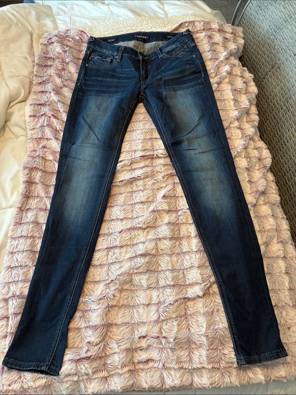Dark Blue Skinny Jeans with Subtle Fading - Unbranded